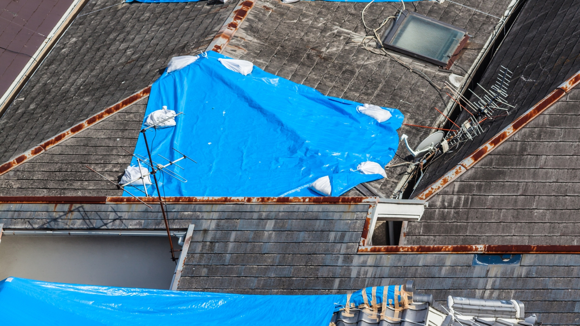 a crew Repairing a water damage house.